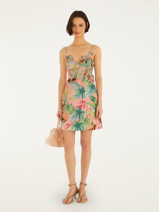 FARM Rio Dresses & Skirts - FARM RIO Soft Pink Pool Time 3d Flowers Mini Dress